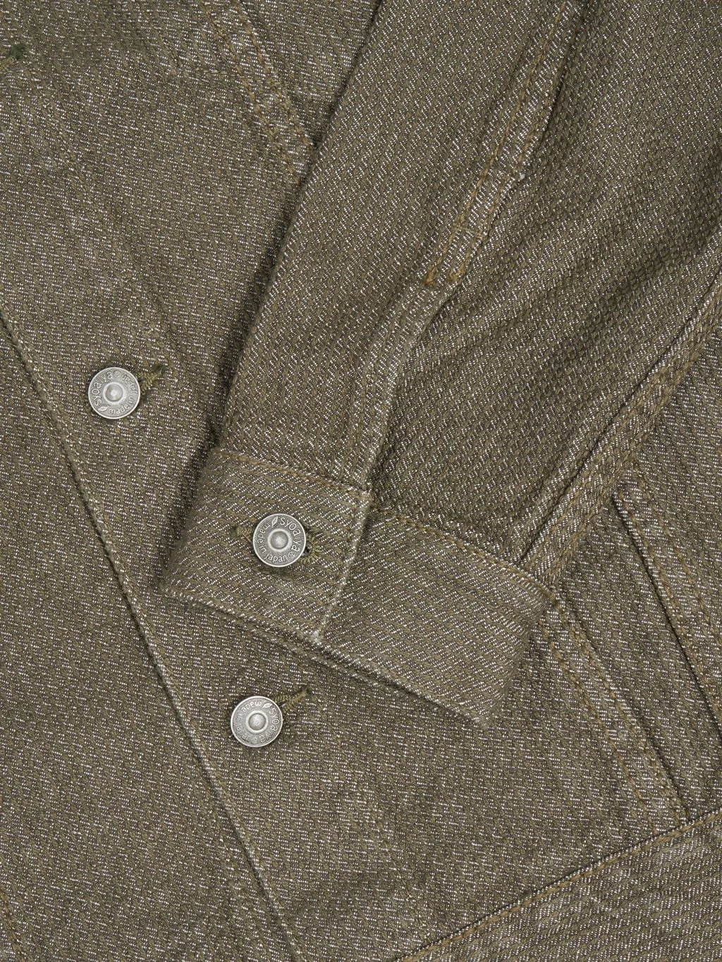 Pure Blue Japan Type III Sashiko Jacket in Olive - 6118-OLV