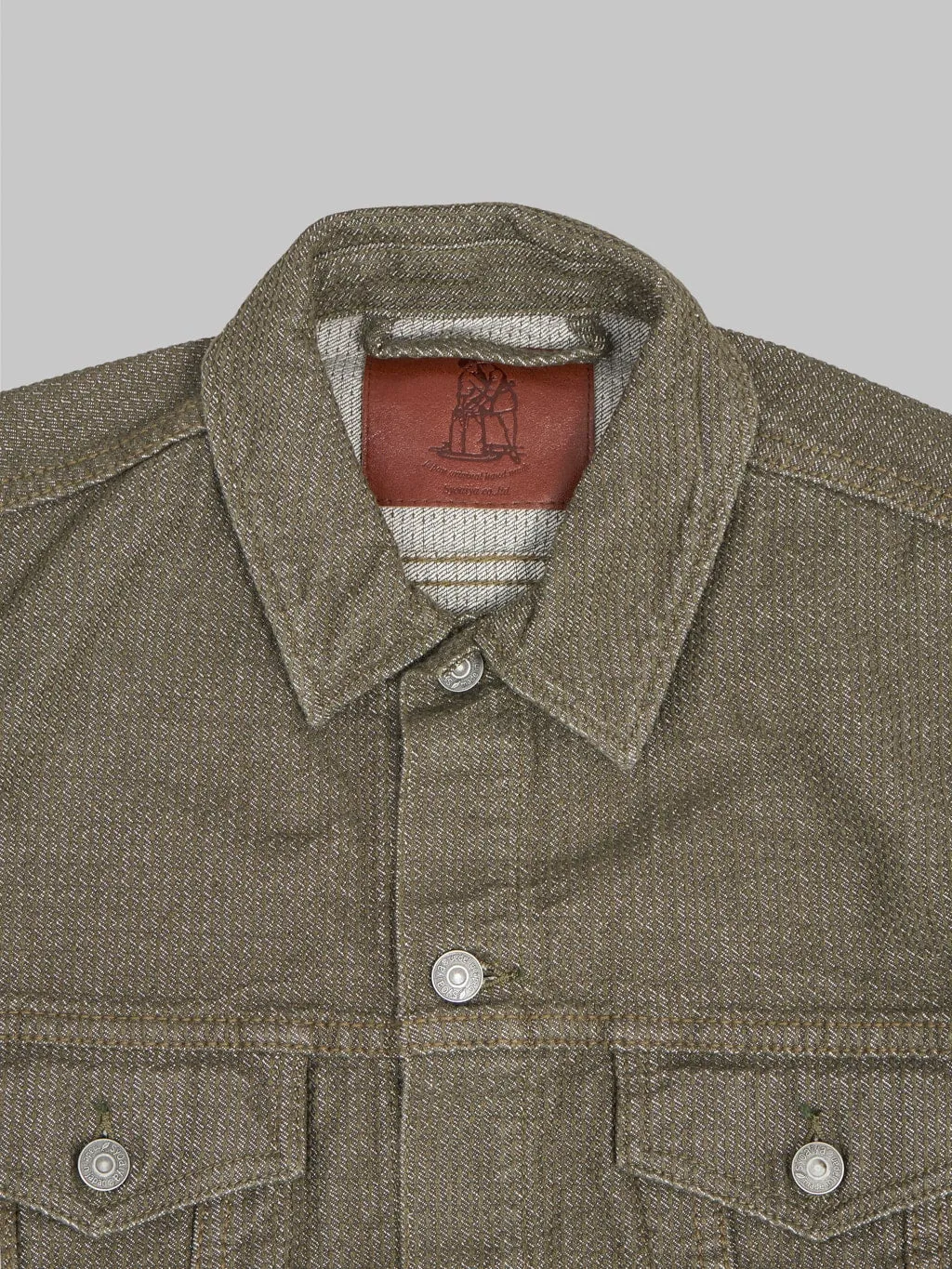 Pure Blue Japan Type III Sashiko Jacket in Olive - 6118-OLV