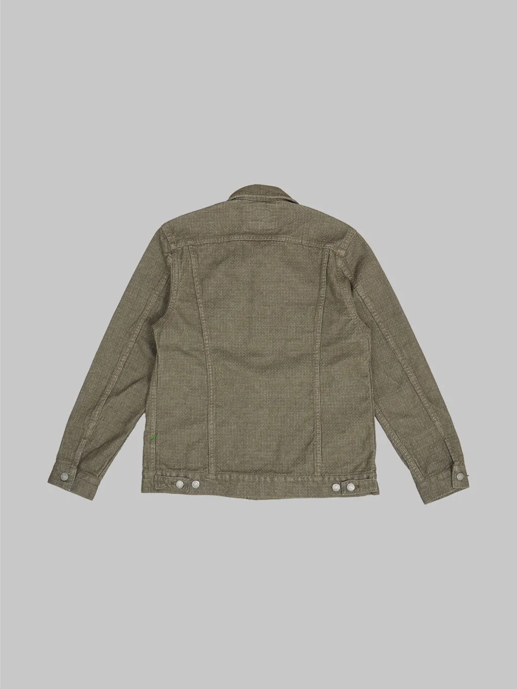 Pure Blue Japan Type III Sashiko Jacket in Olive - 6118-OLV