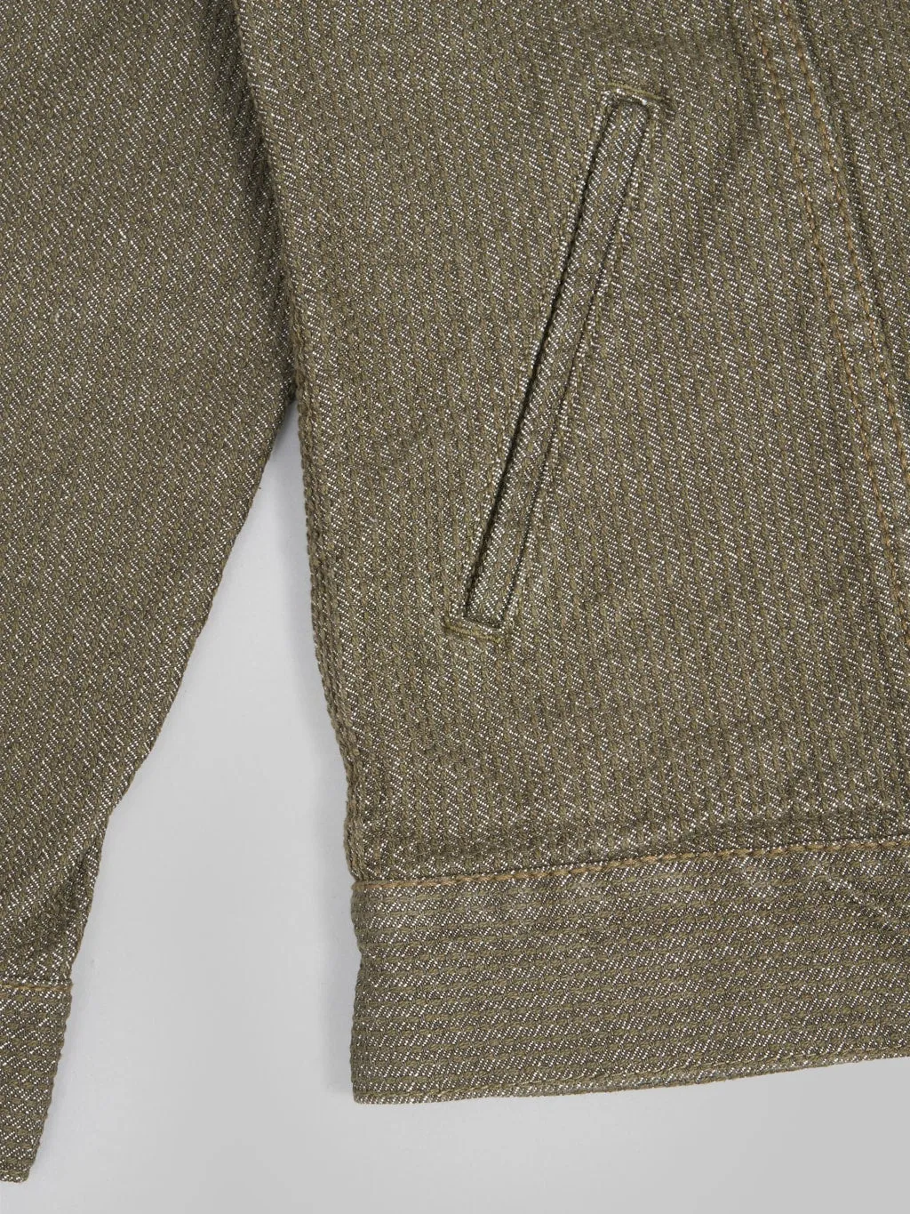 Pure Blue Japan Type III Sashiko Jacket in Olive - 6118-OLV