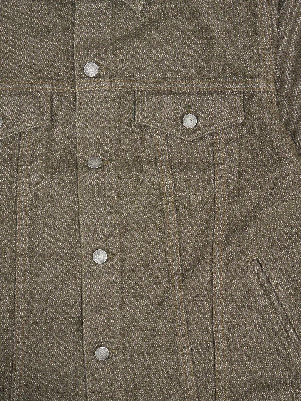 Pure Blue Japan Type III Sashiko Jacket in Olive - 6118-OLV