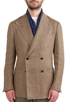 The Armoury Model 16 Brown Solbiati Linen Herringbone DB Sport Coat