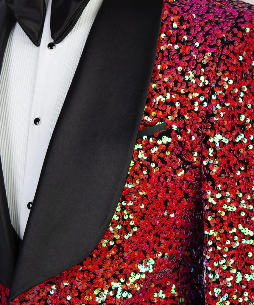 Tuxedos With Red Design Party Wear