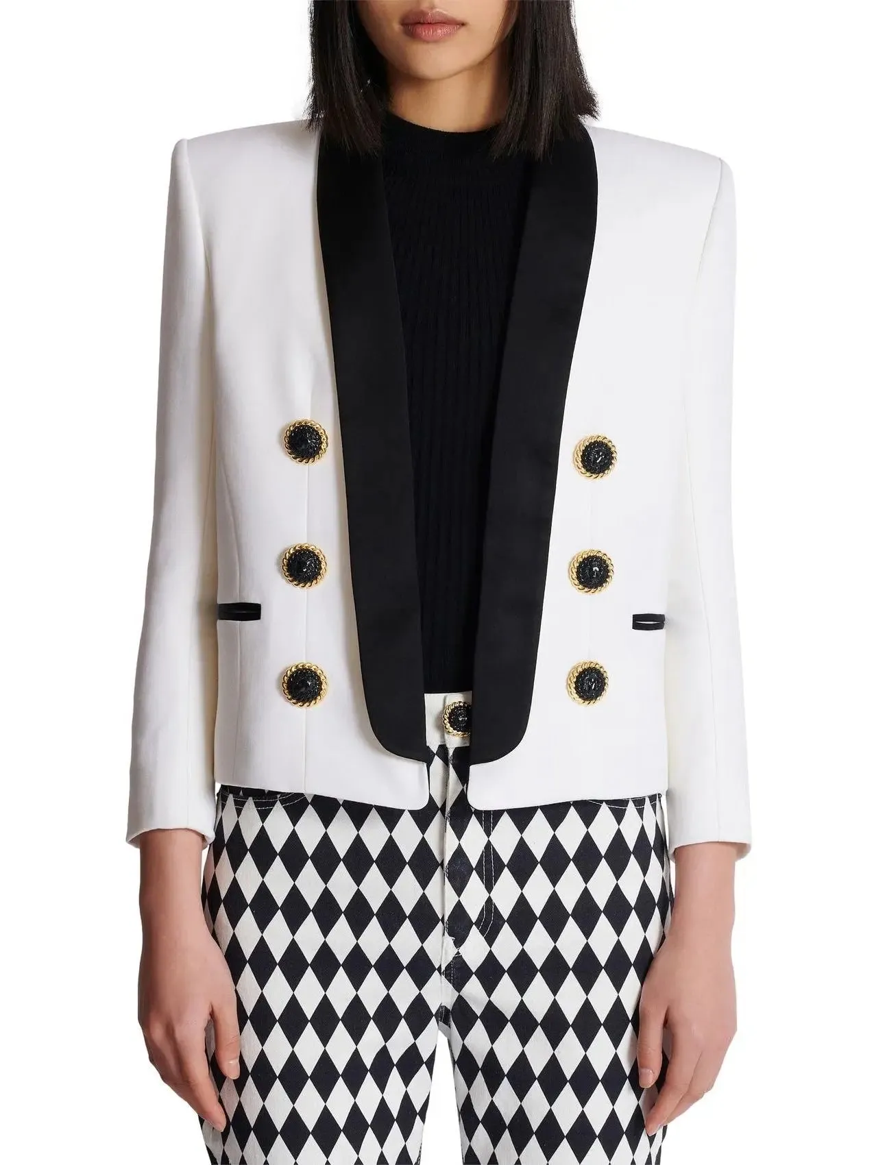 Women’s Double-Breasted Bicolor Tuxedo Jacket