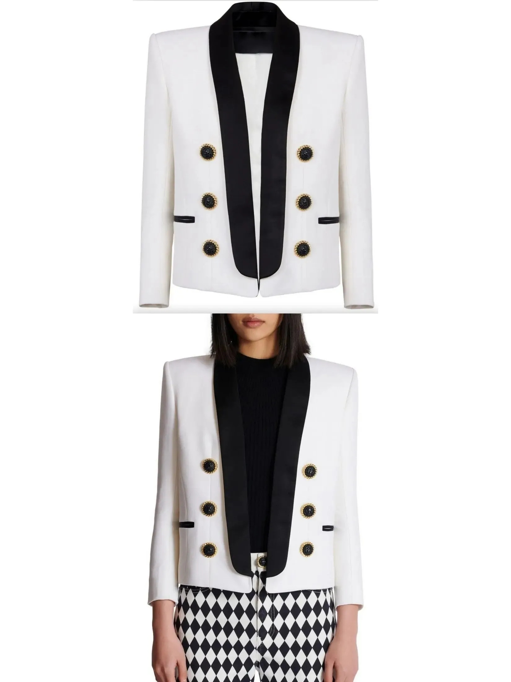 Women’s Double-Breasted Bicolor Tuxedo Jacket