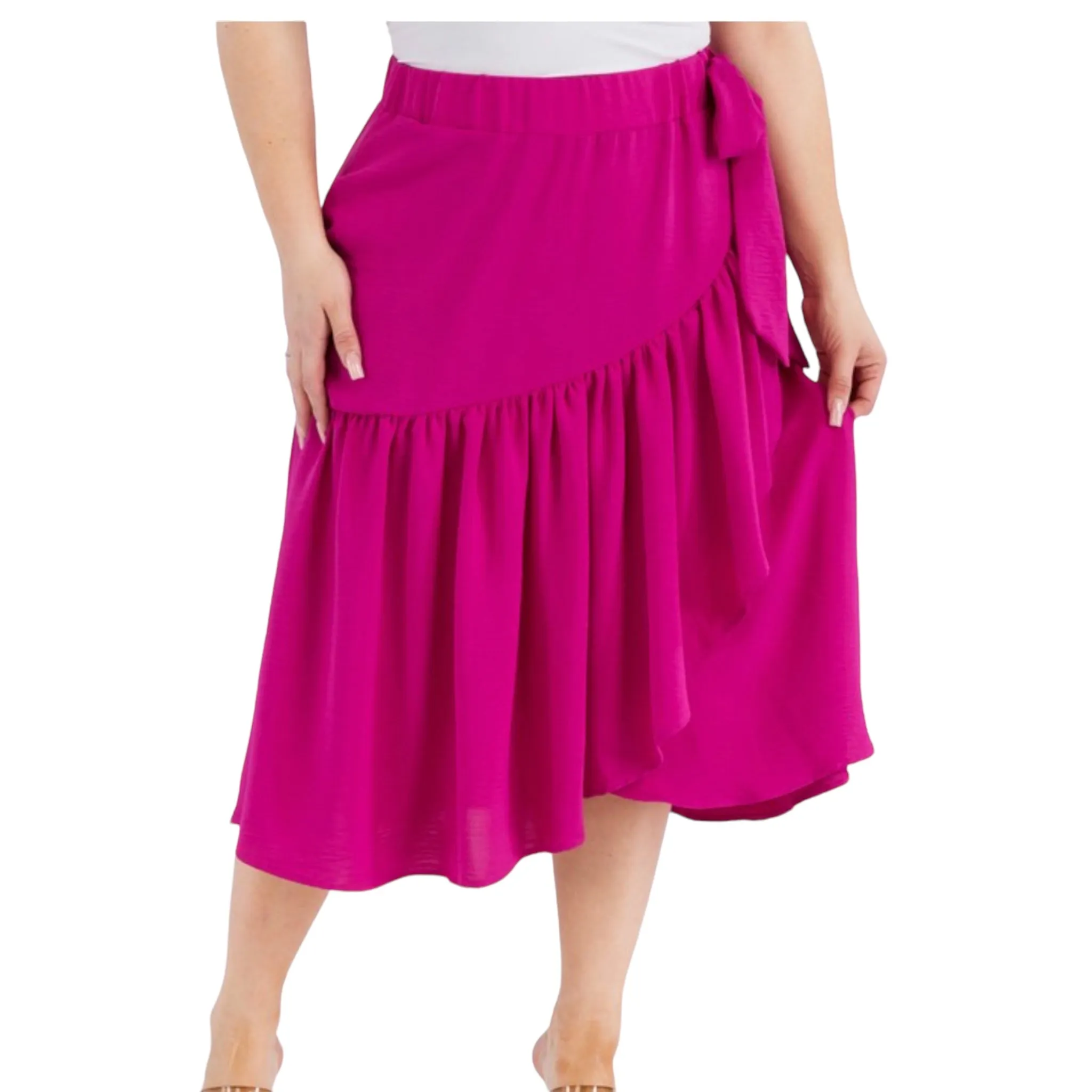 Women's Plus Size Airflow Midi Skirt With A Bow