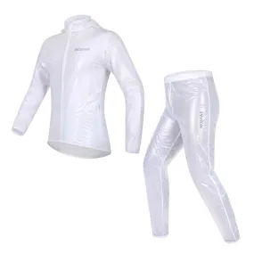 WOSAWE Waterproof Windproof White Cycling Rain Coats Jackets Set