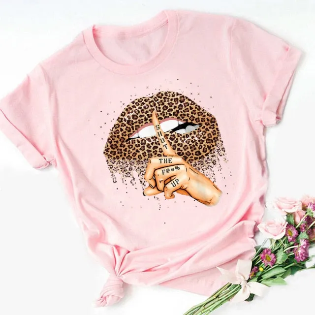 WVIOCE Fashion Leopard Skull Print Women T-shirt Summer Plus Size Black Female T-shirt Soft Round Neck Harajuku Top Clothes H1