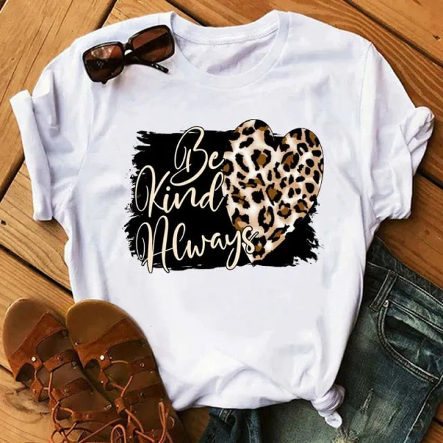 WVIOCE Fashion Leopard Skull Print Women T-shirt Summer Plus Size Black Female T-shirt Soft Round Neck Harajuku Top Clothes H1