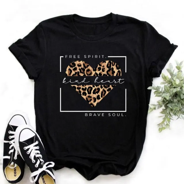 WVIOCE Fashion Leopard Skull Print Women T-shirt Summer Plus Size Black Female T-shirt Soft Round Neck Harajuku Top Clothes H1